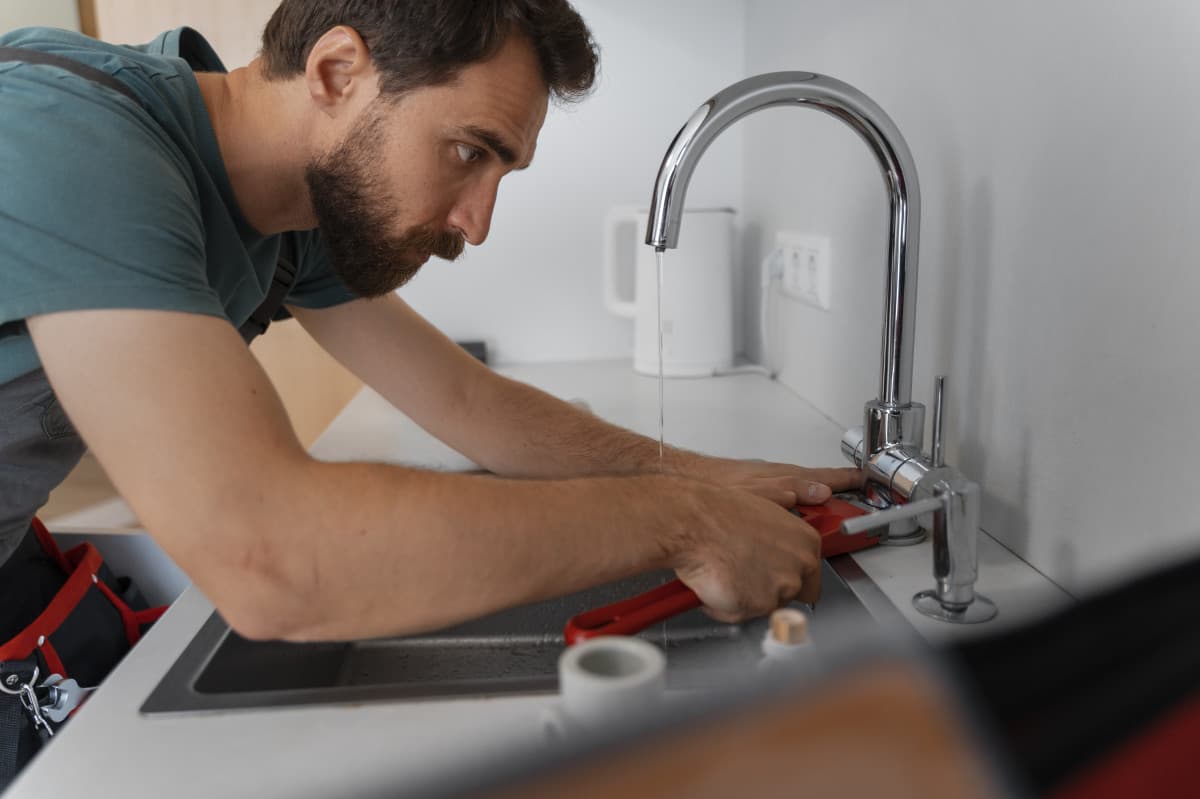 Profesional realizando un trabajo de plomería